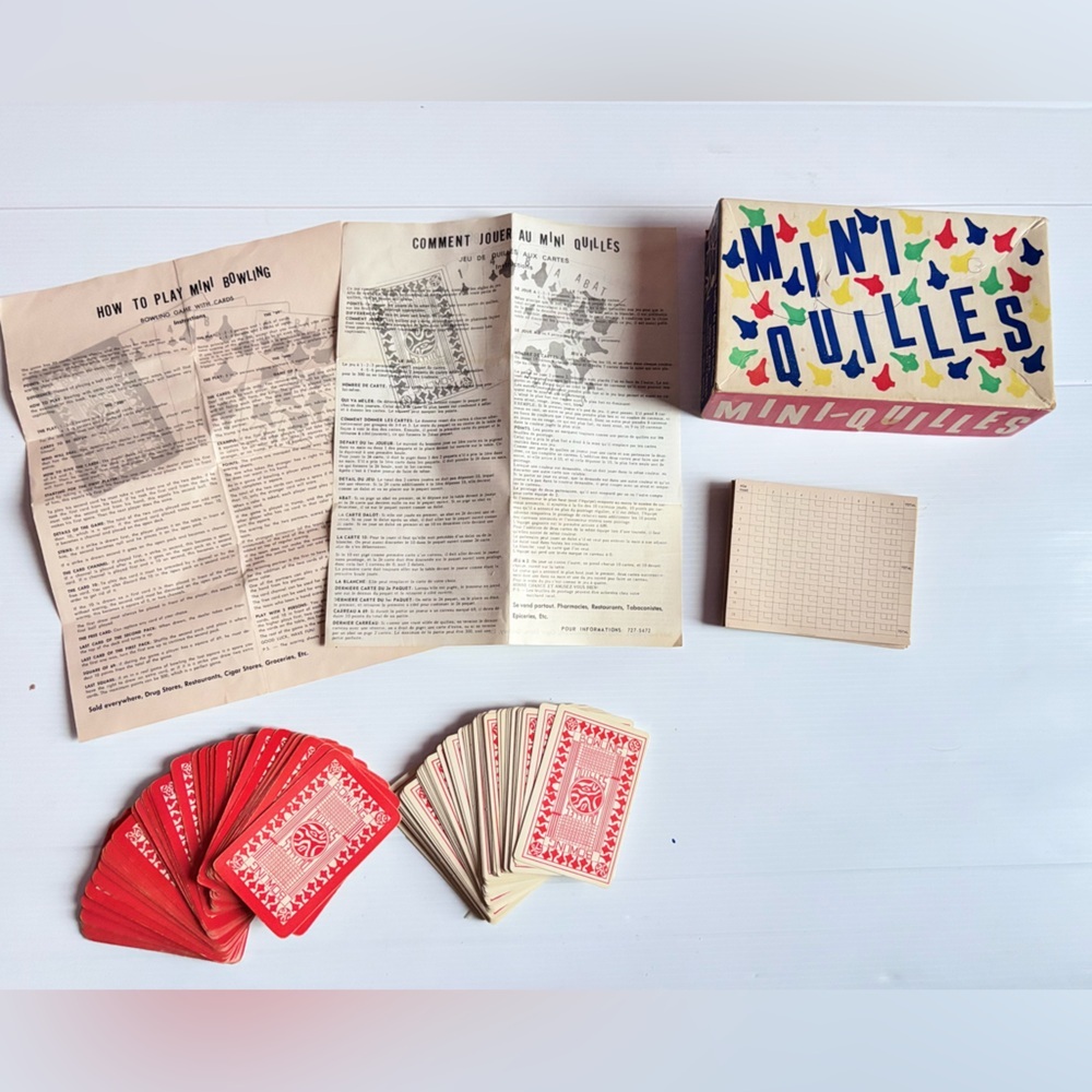 Vintage Mini Quilles Bowling Card Game Complete Set
